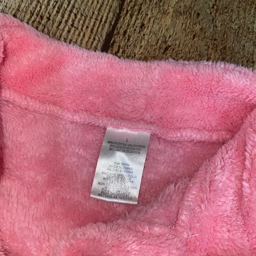 Fuzzy pet dog sweater jacket pink sequin‎ peace sign large